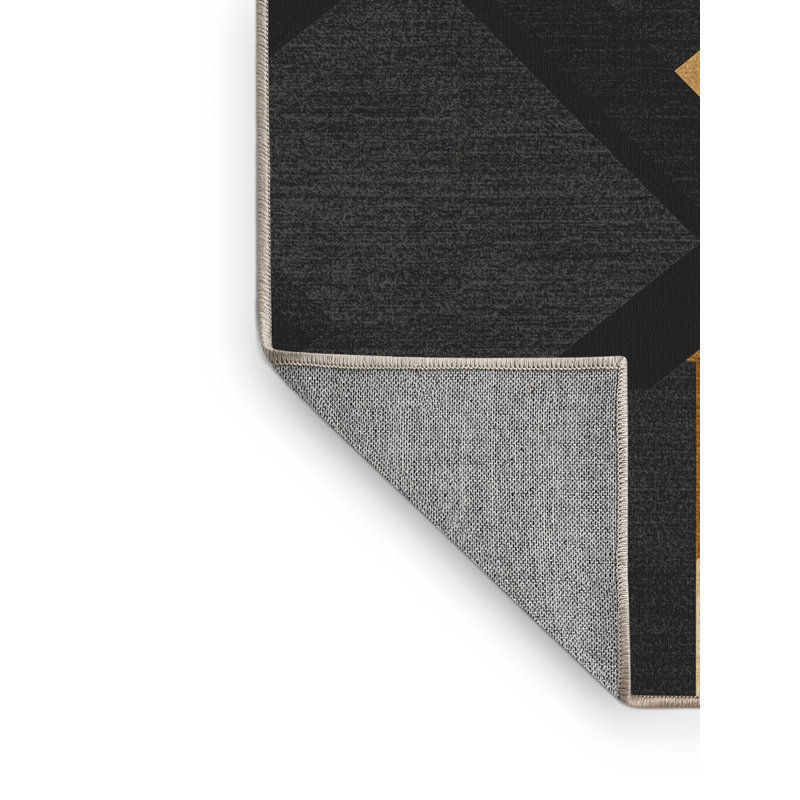 Machine Washable Coleford Dumbbells Modern Geometric Rug in Gray – Beige Binding, 7x9