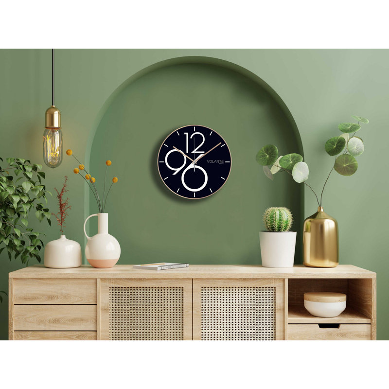 Bronze Decorative Wall Clock, 11.8 Inches Diameter | 100% Plastic Body, Real Glass Cover, Thickness: 1.8 Inches | Elegant Design for Home & Office Décor, Perfect for Living Room or Kitchen Wall Display