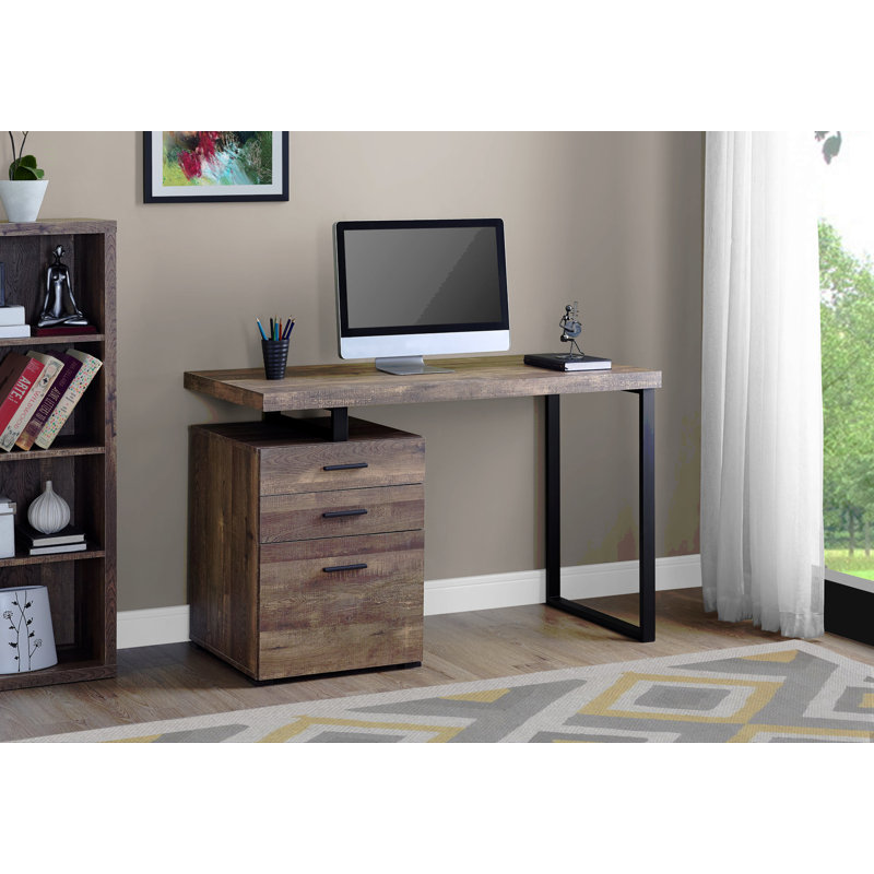 Bureau d'ordinateur, bureau personnel, ordinateur portable, installation à gauche, à droite, tiroirs de rangement, L 48 po, stratifié de travail, métal, contemporain, moderne