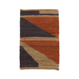 Geometric Flatweave Rectangle 5' x 7' Hemp Area Rug in Brown/Gray