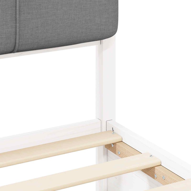 Solid Wood Bed Frame, 80 x 190cm, Light Grey/White