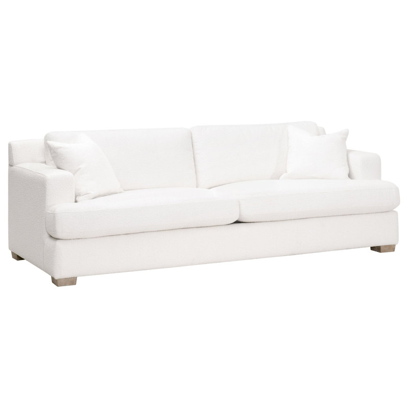 Dean 92'' White Boucle Upholstered Sofa with Oak Frame