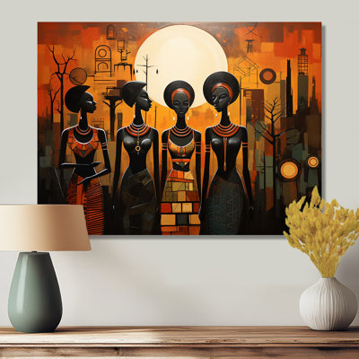 Quatre dames tribales de style africain - Tribal africain, art mural
