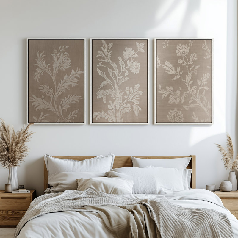 Framed Canvas Wall Art - Vintage Abstract Wall Prints for Bedroom, 36" H x 24" W, White