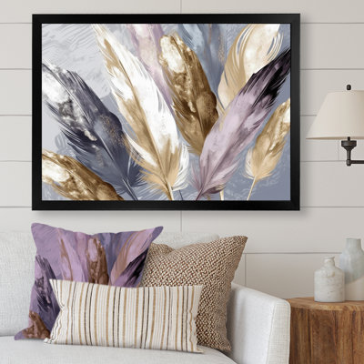 Kaveion, plume mauve Boho Majesty - art mural de plumes glamour pour le salon