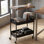 Chariot utilitaire roulant avec bureau en bois, organisateur en métal à 3 niveaux sur roulettes verrouillables, support d'imprimante mobile pour la cuisine, le bureau