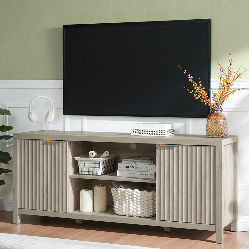 Nicolee 67'' W Storage Credenza, Greige Oak, 25"H x 59"W x 15.4"D