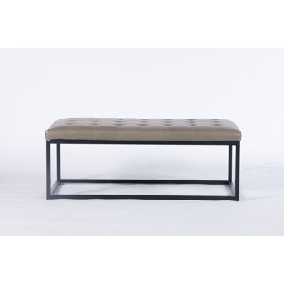 Duque Wide Faux Leather Tufted Rectangle Ottoman