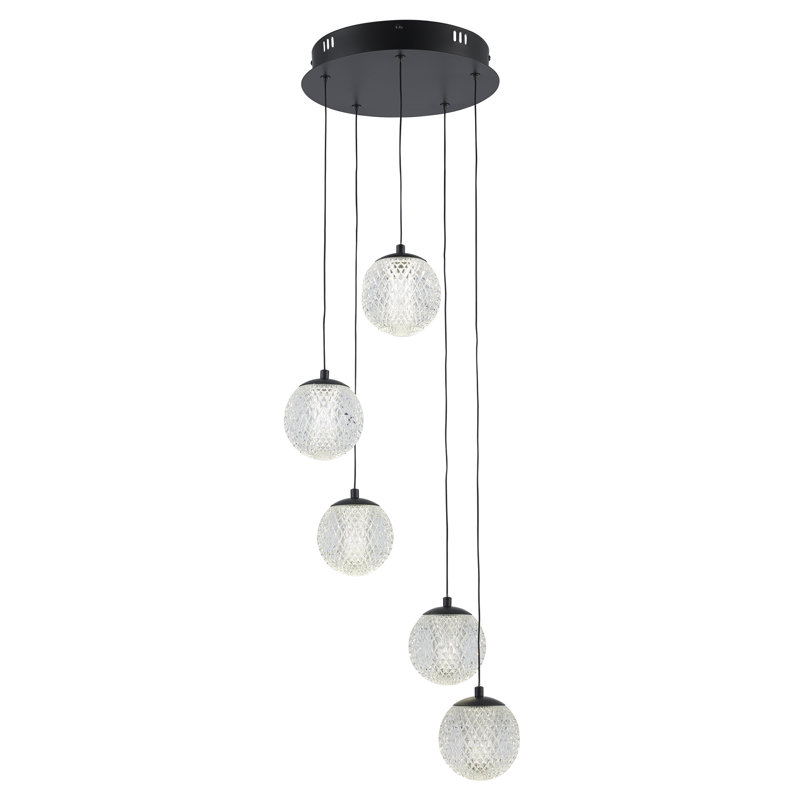 Luminaire suspendu cascade 5 lumières DEL Laziah