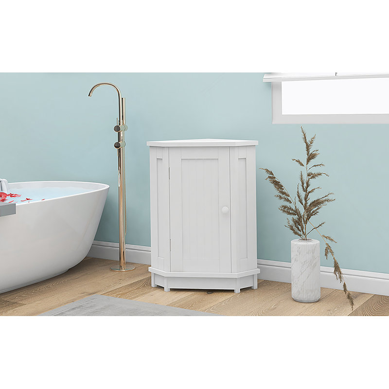 Armoire de salle de bain, armoire de rangement de coin triangulaire avec tablette réglable, 31.4" H x 24.8" W x 17.5" D