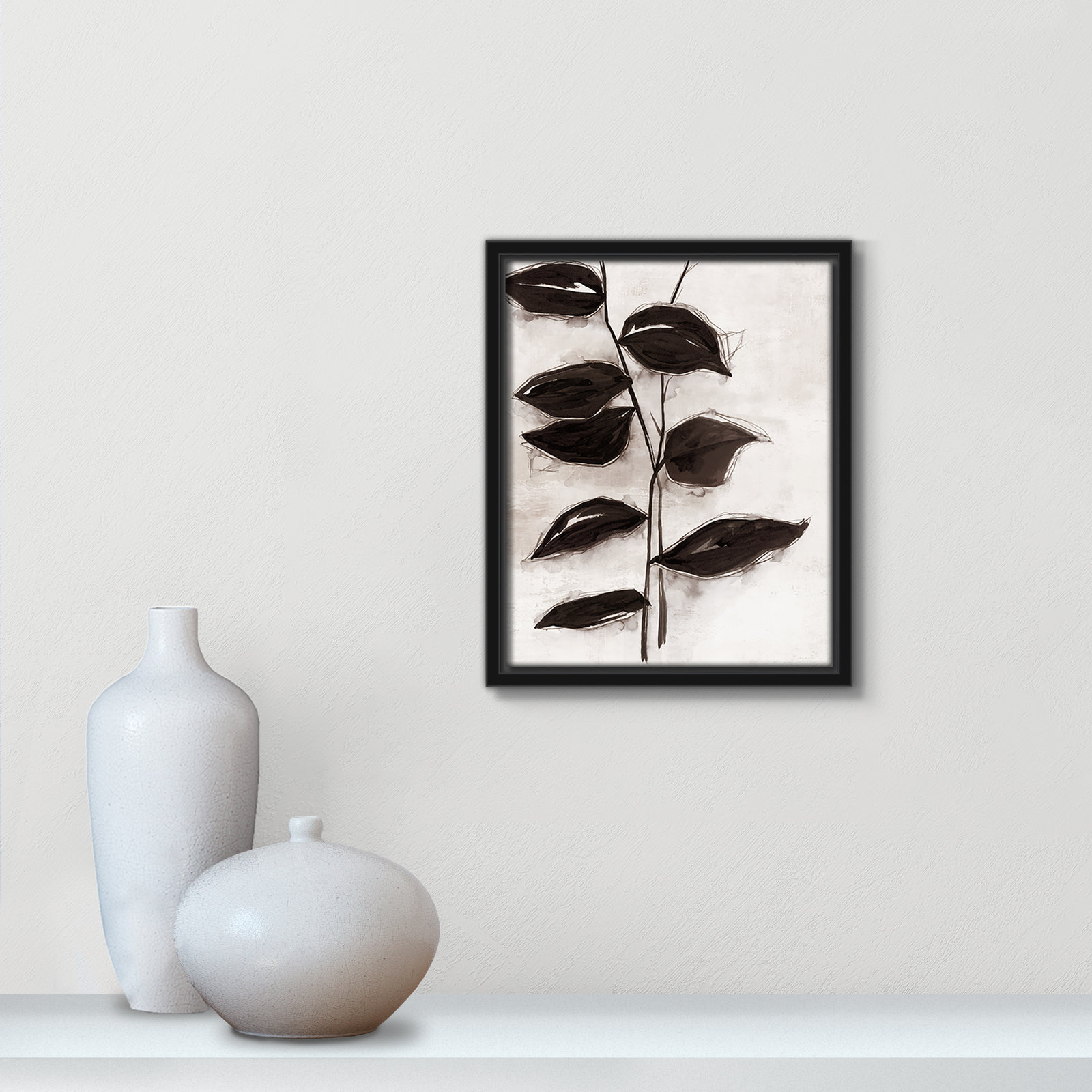 Leaves I by Eva Watts, 11.5" H x 9.5" W x 2" D, Black Framed
