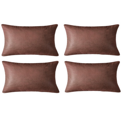 Ensemble de 4 coussins décoratifs en similicuir (insert inclus)
