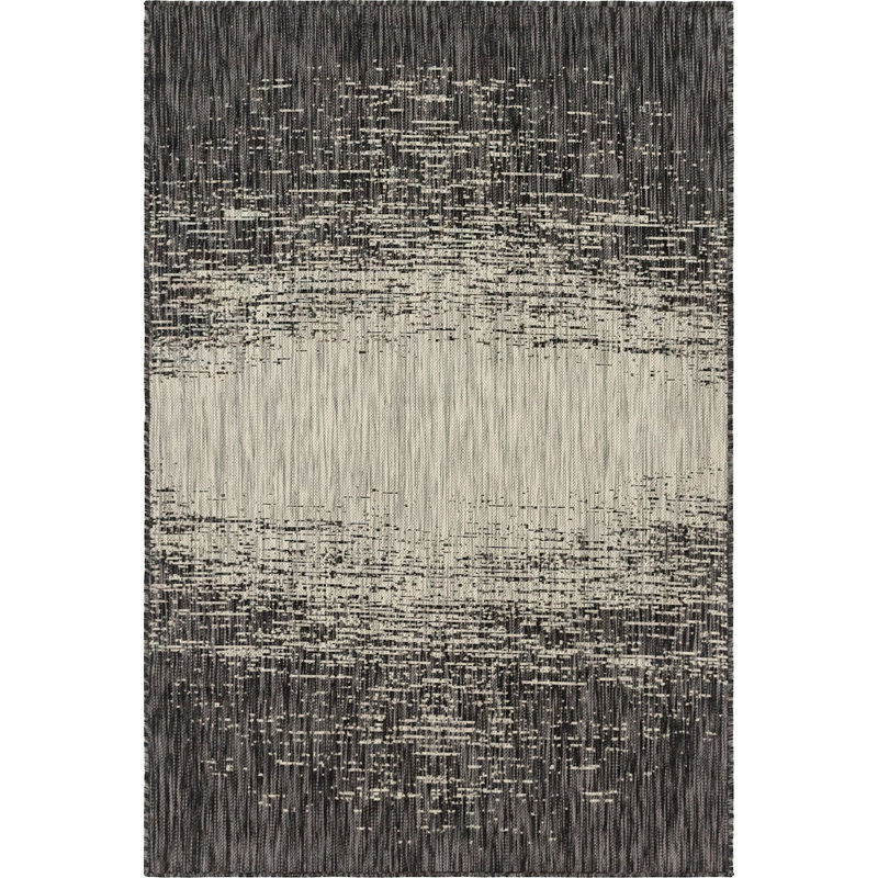 Outdoor Iris Area Rug Lead Gray Color, Rectangle 4' x 6'