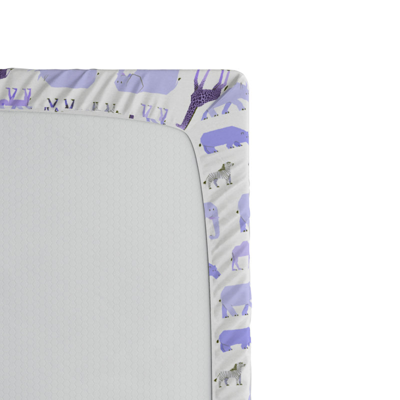 Microfiber Fitted Sheet, Queen Fitted Sheet, Violet Animal