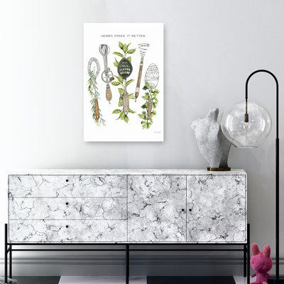 Herbs Make It Better Rustic Vintage Abstract Spring Wall Art Print 1 Piece Wrapped Canvas Wall Art
