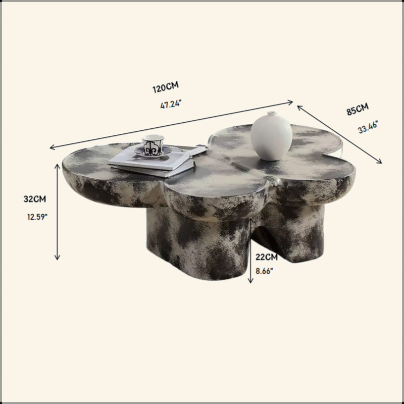 Style papillon, table basse, imitation de calcaire naturel, convient au salon / bureau, fibre de verre, Beige