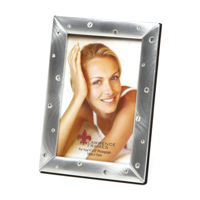 Brushed Satin Silver Metal Beaded Picture Frame