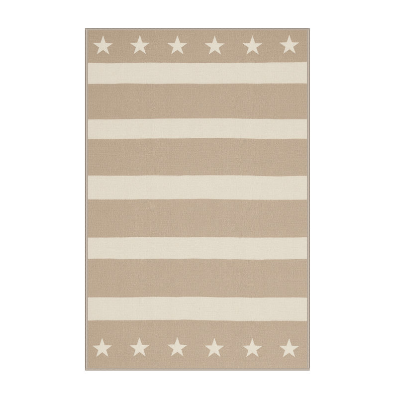Tapis beige moelleux moelleux et moderne abstrait moderne et contemporain Ferree, 4 x 2