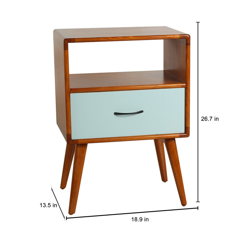Solid Wood End Table, Aqua
