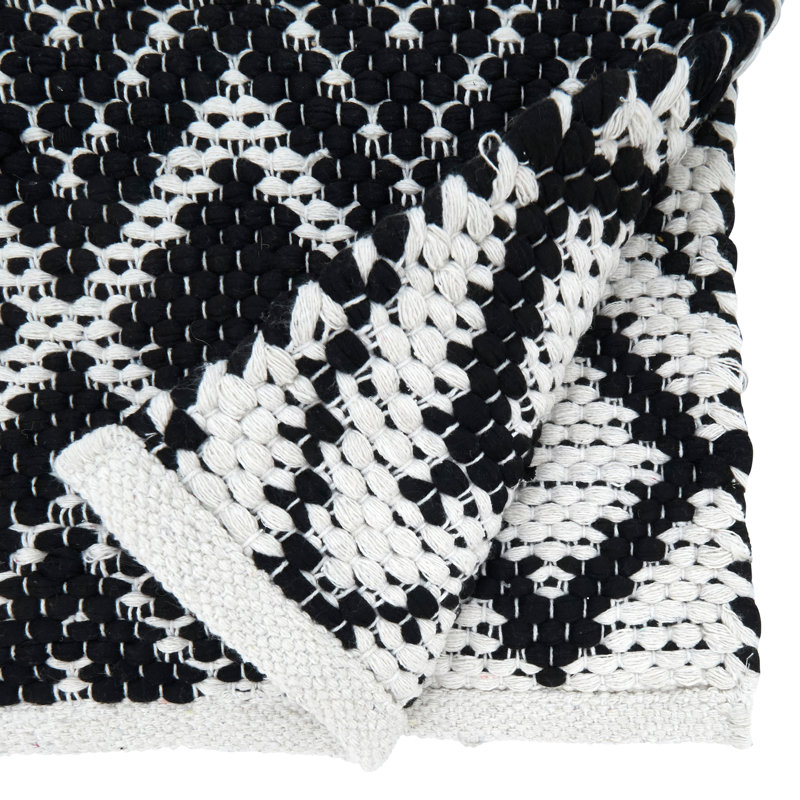 Diamond Weave Chindi Table Runner, Black