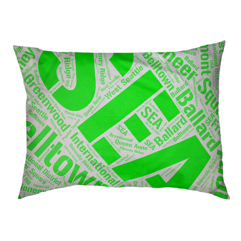 Coussin de chien « districts », Seattle, Grand (l 40 po x P 30 po x H 14 po), Vert