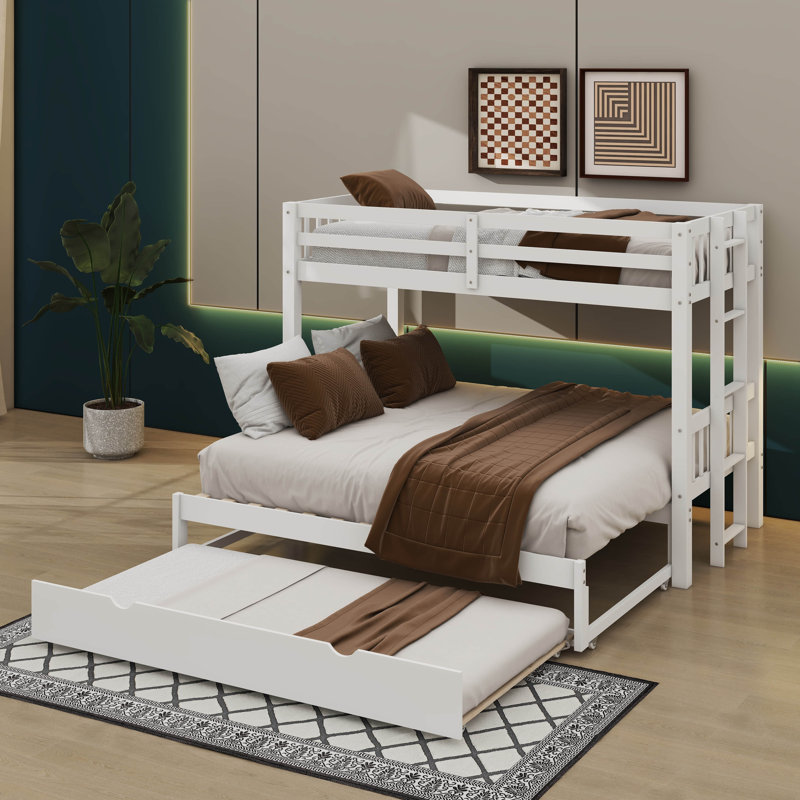 Lit simple avec lit gigogne coulissant, Blanc