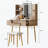 Yellow Brown 4-Drawer Vanity Desk With Dimmable LED Mirror & PU Stool