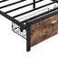 Lit plateforme en métal avec tête de lit en bois, 2 tiroirs de rangement, prise de recharge, éclairage DEL, sans sommier, montage facile, cadre supportant jusqu'à 272 kg, tête de lit, tiroirs, installation simple.