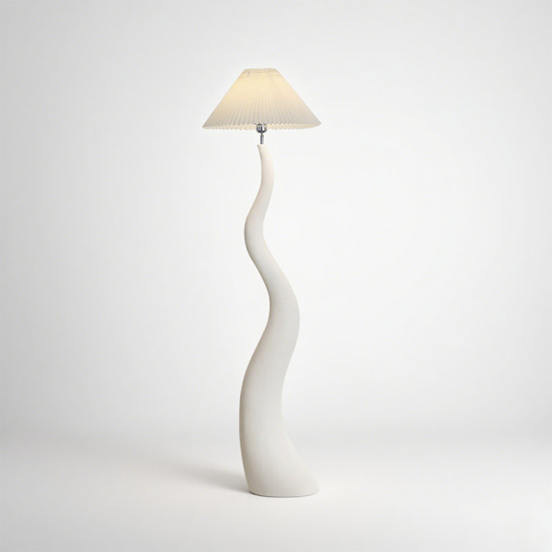 Simple Fabric and Resin Artistic Floor Lamp, White