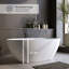 Solid Surface Matte Tub, Solid Surface Soaking Tub, Stone Resin Freestanding Bathtub, Thick Edge Stand Alone Tubs With Overflow, Pop-Up Drain, Matte White (Oval)
