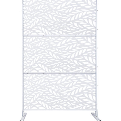 Écran d'intimité en métal l 76 po H48 po - autoportant pour patio, terrasse, fond décoratif blanc classique