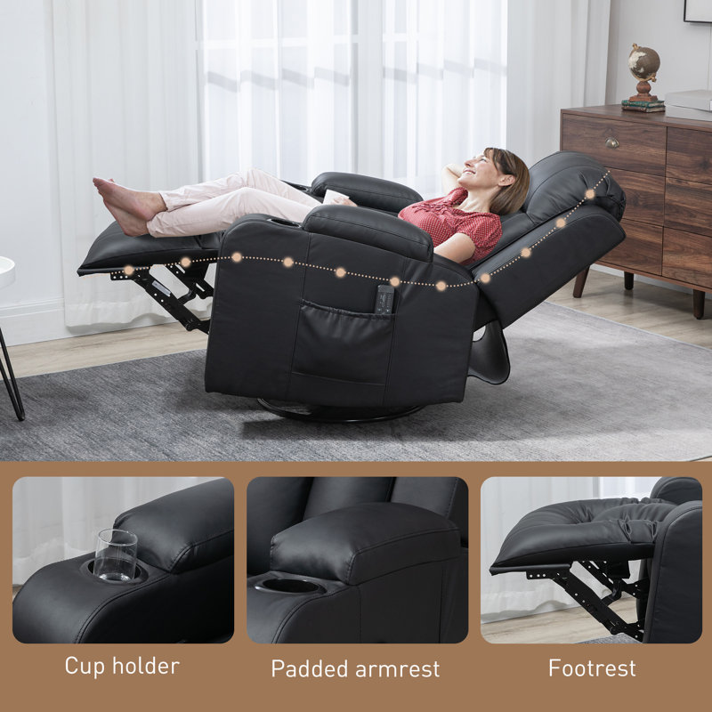 Fauteuil de massage en faux cuir, Similicuir noir