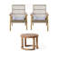 Ensemble de salon d'extérieur en bois d'acacia 3 pièces: 2 chaises longues en osier tissé avec coussins Cape + table d'appoint 18 "pour patio