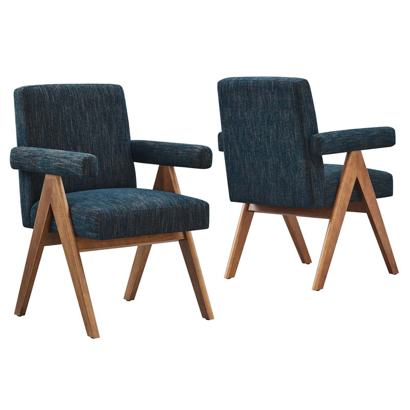 Modway Lyra Fabric Arm Chair Dining Chair, Azure Fabric