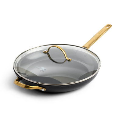GreenPan Reserve Hard Anodized Healthy Ceramic Nonstick 12" Frying Pan Skillet, Gold Handle