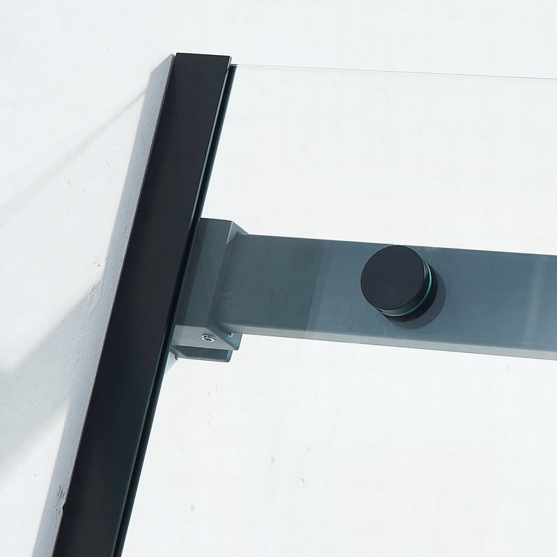56-60"W x 75"H Semi-Frame Single Sliding Shower Door, 304 Stainless Steel in Matte Black, 5/16" (8mm) Thick SGCC Tempered Clear Glass