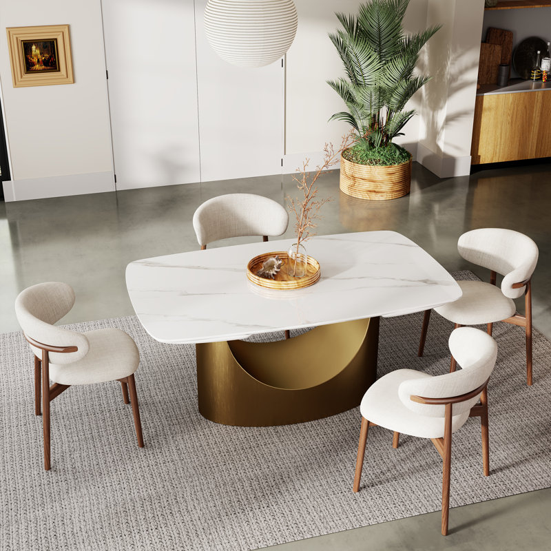 Beckhem Modern 10 Seat Extendable Gold and White Dining Table