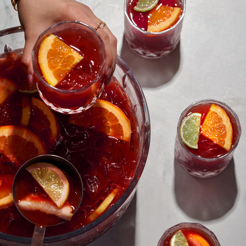 Admiral Clear Lead-Free Crystal Punch Bowl Set with 8 Tumblers
