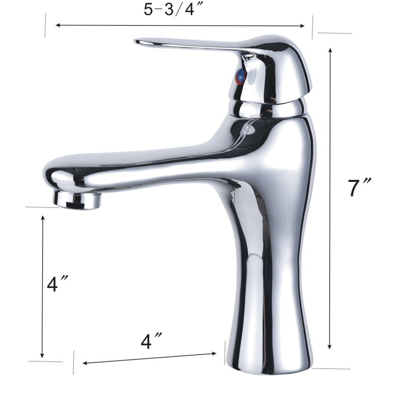 Modern Single Hole Bathroom Sink Faucet in Chrome, 7-Inch Height, 4-Inch Spout Reach