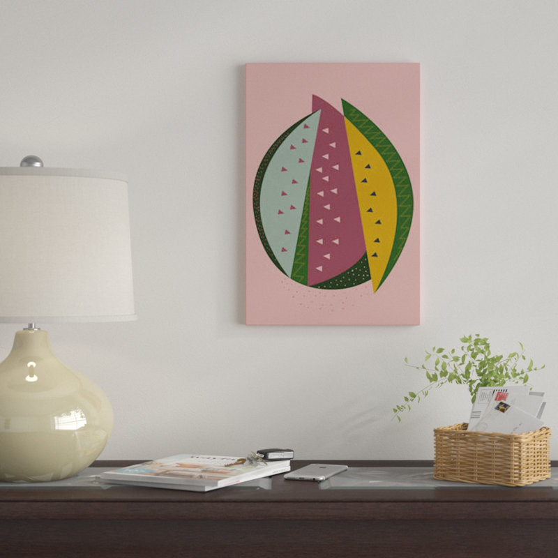 « pastèque » par flatowl, impression sur toile, Toile avec cadre noir, Pas de tapis, H 26 po x l 18 po x P 1,5 po