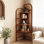 Simple and Classic Rattan Corner Display Cabinet