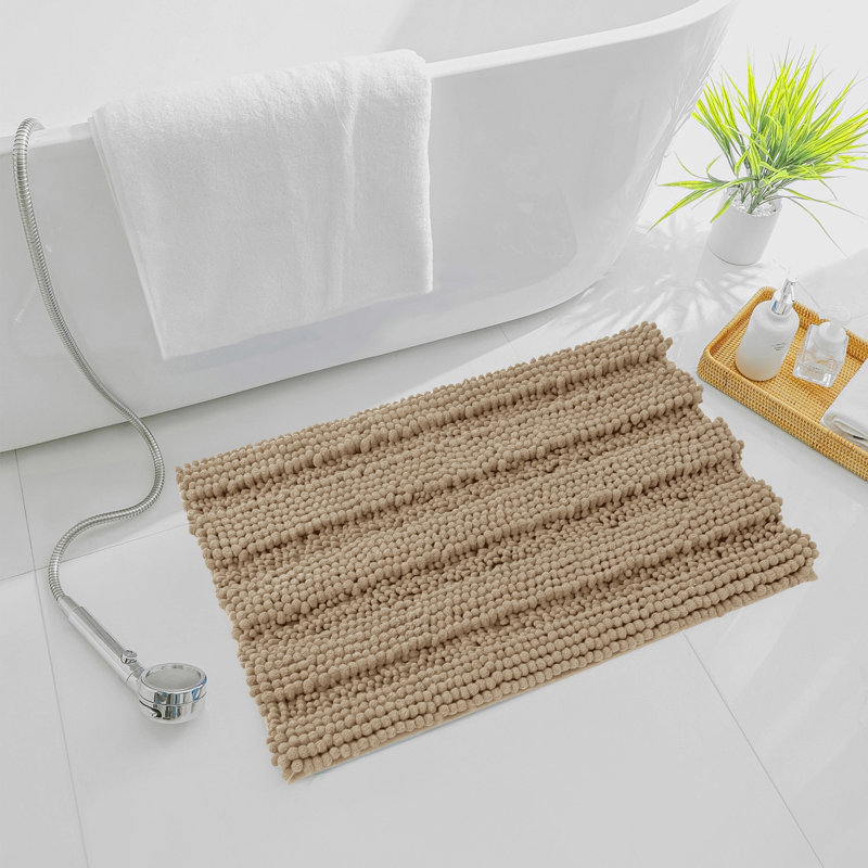 Tapis pour salle de bain Faddis, Sable, Simple - L 48 po x l 18 po
