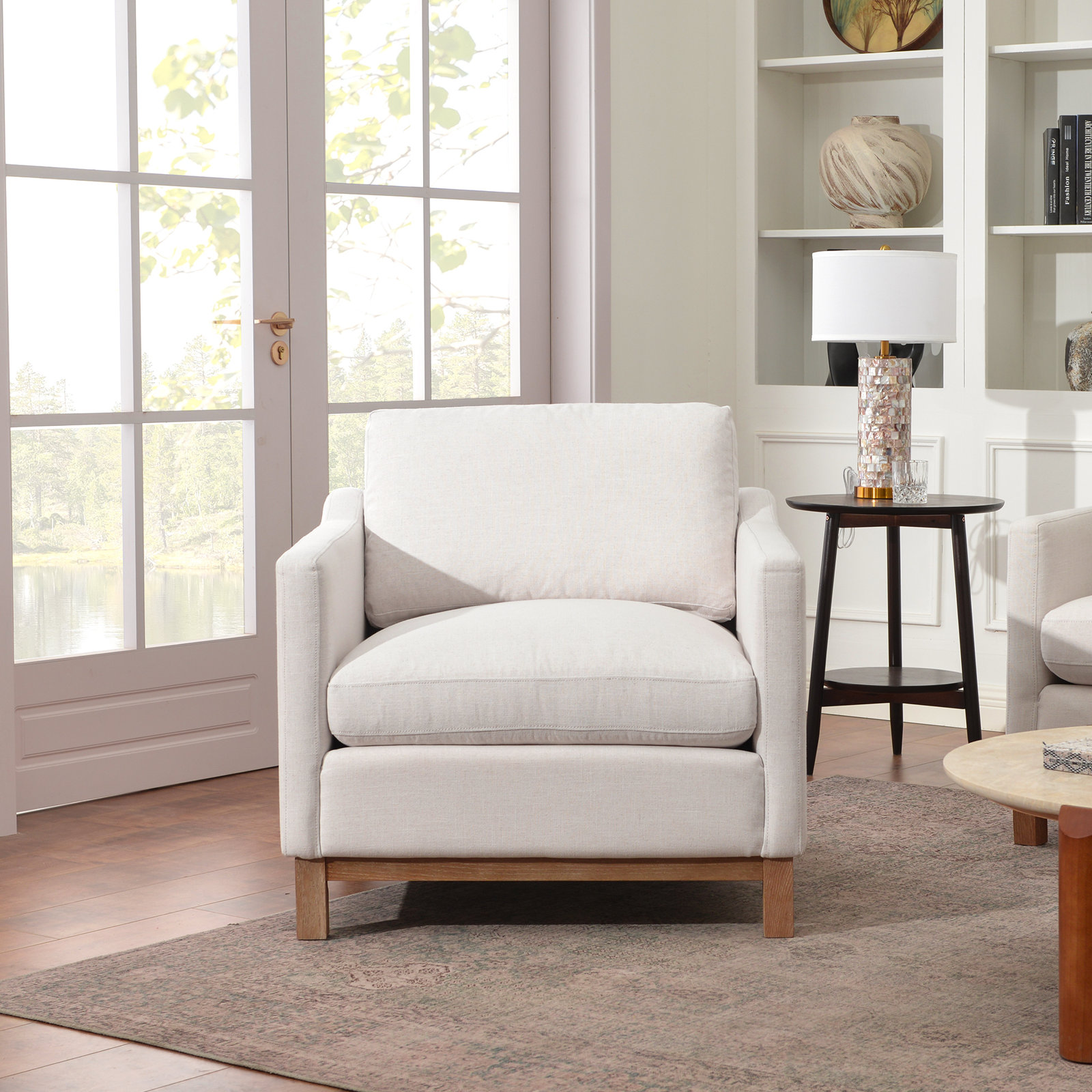 Cami Oak Armchair, Cloud Linen Blend