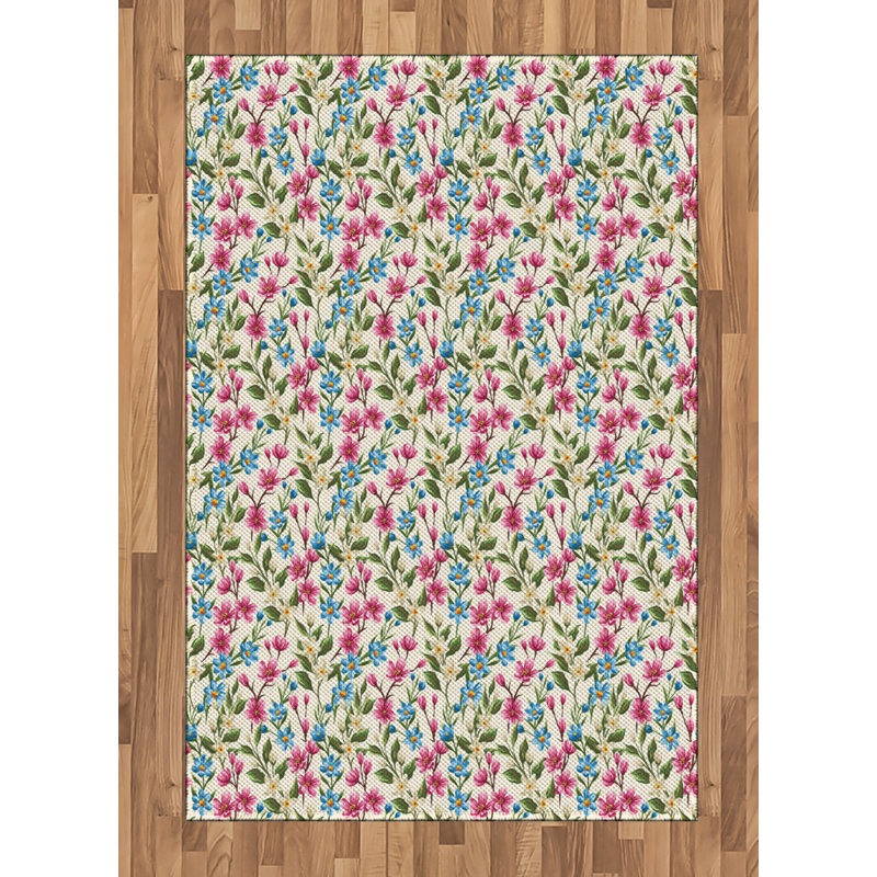 Tapis décoratif à longues fibres en fibre de polyester haute densité Flower, Rectangle— 4 pi x 5 pi 8 po