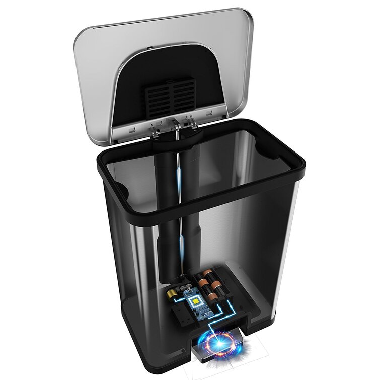  iTouchless AutoStep 13 Gallon Automatic Step Sensor Trash Can  with Odor Control System, Stainless Steel Kitchen Pedal Touchless Garbage  Bin, Powered by Batteries or AC Adapter (not Included) : Home 