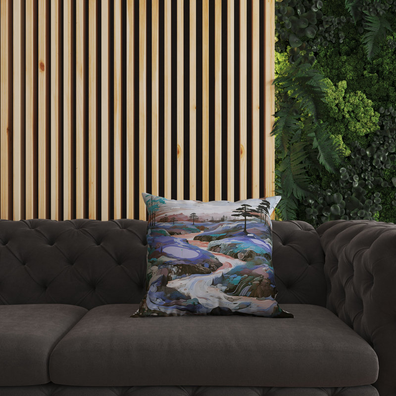 Coussin Mountain Vista, H 20 po x l 20 po, Bleu / vert / cuivre