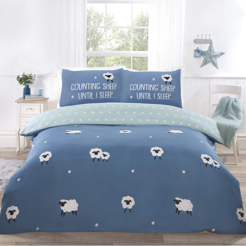 Counting Sheep Duvet Set, Blue, Single - 1 Standard Pillowcase