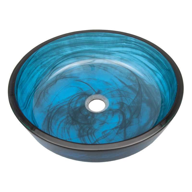 Eden Bath 16.63 " Tempered Glass Circular Bathroom Sink