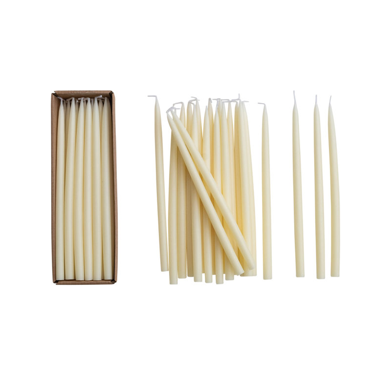 Bougies fines non parfumées en boîte, Ivoire ivoire