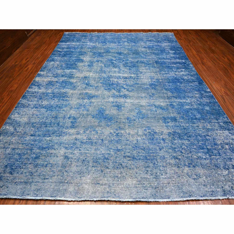 Tapis oriental zoroastrien en laine bleu 9 pi 5 po x 12 pi 10 po Lapis